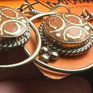 CARNELIAN EARRINGS ROCK STONE LAPIDARY SPECIMEN with TRIUNE GODDESS SYMBOL